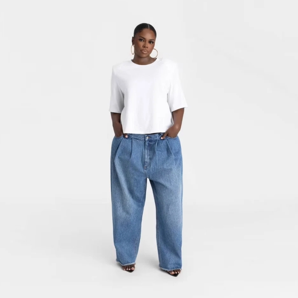 NWT KBB by KAHLANA Plus Size High Rise Barrel Leg Jeans Size 24